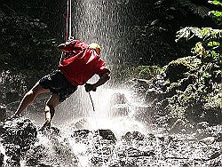 Rappelling down a Waterfall