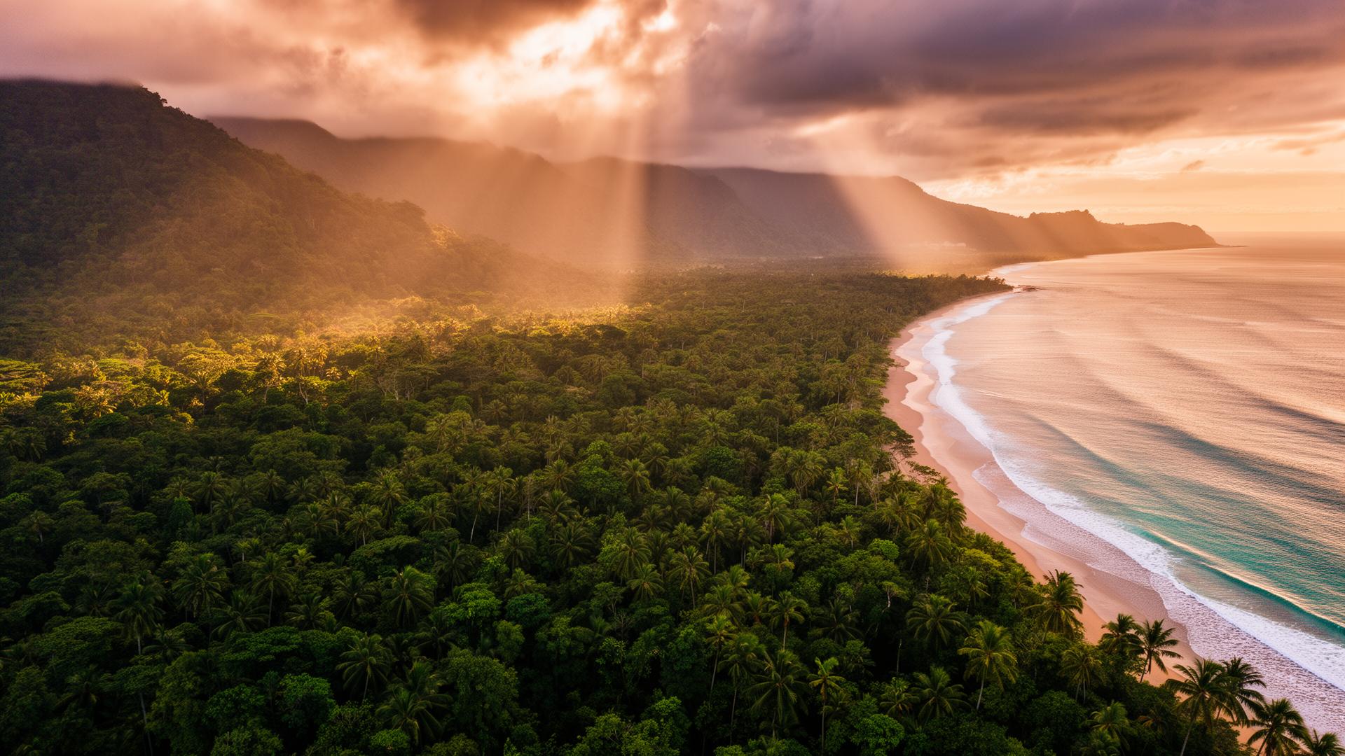 Costa Rica coastline at golden hour